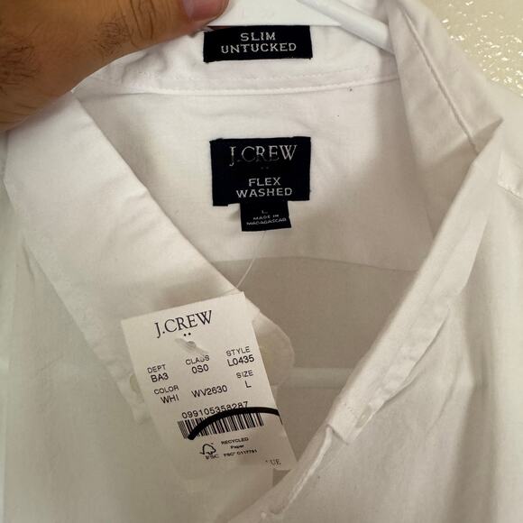 J.Crew Slim Untucked Flex Washed Casual Shirt SZ L White Long Sleeve Button Down - Picture 4 of 9